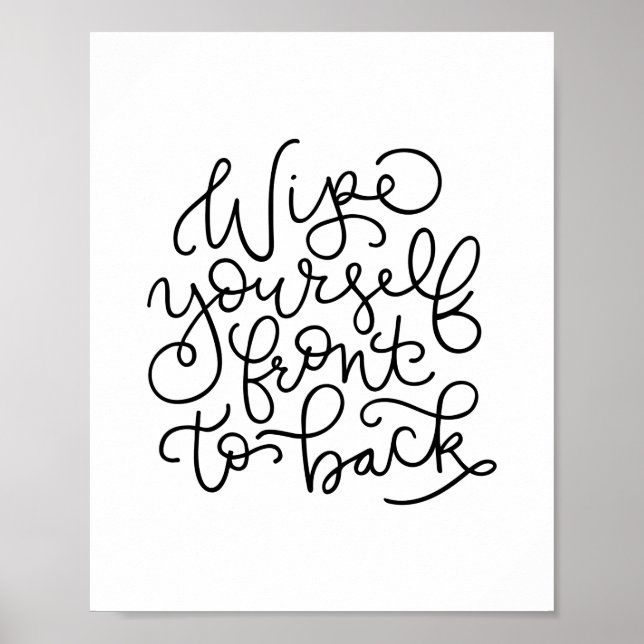 Affiche Essuyez-vous devant le dos Funny Salle de bain (Devant)