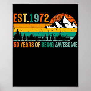 Affiche Est. 1972 50 Ans d'être génial Vintage 50e