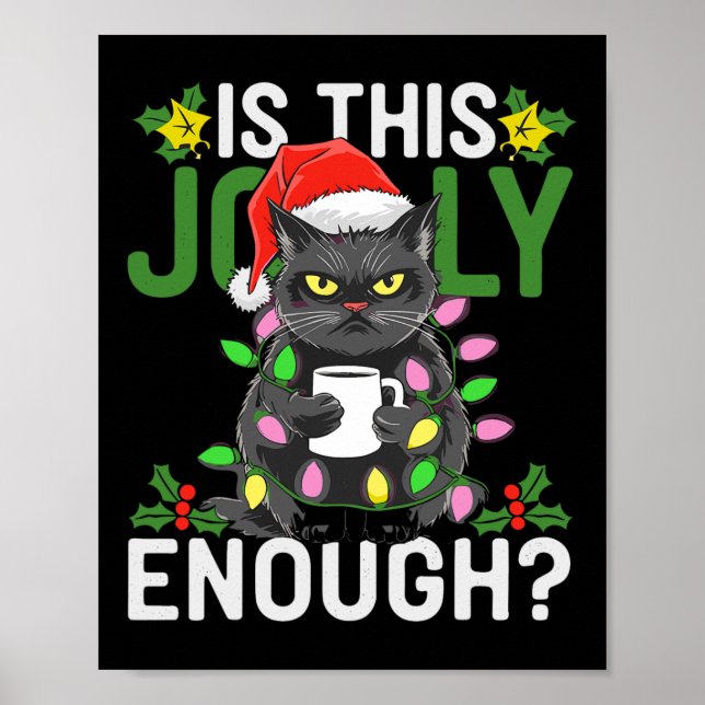 Affiche Est-Ce Que Ce Jolly Assez Chat Noir Joyeux Noël Tr (Devant)