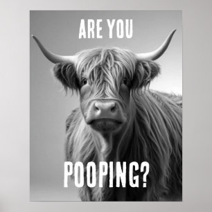 Affiche Est-ce que vous balancez Highland Cow Toilet Humou