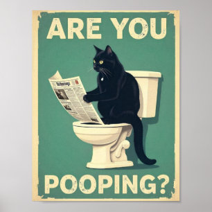 Affiche "Est-ce que vous faites caca?" Drôles de chats noi