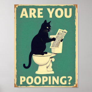Affiche "Est-ce que vous faites caca?" Drôles de chats noi