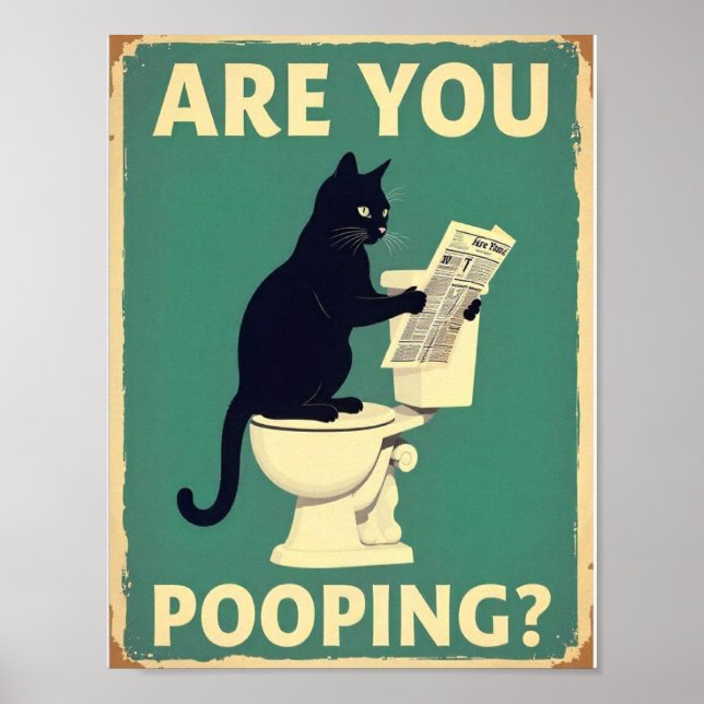 Affiche "Est-ce que vous faites caca?" Drôles de chats noi (Devant)