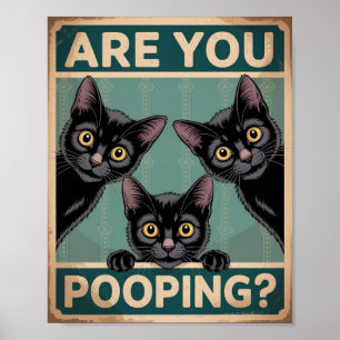 Affiche "Est-ce que vous faites caca?" Drôles de chats noi