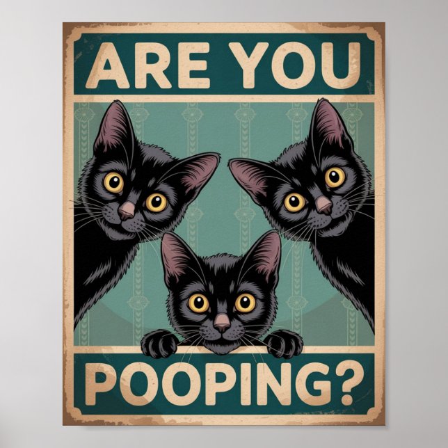 Affiche "Est-ce que vous faites caca?" Drôles de chats noi (Devant)