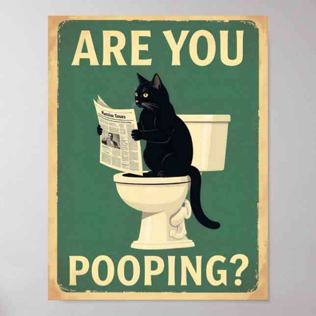 Affiche "Est-ce que vous faites caca?" Drôles de chats noi (Devant)