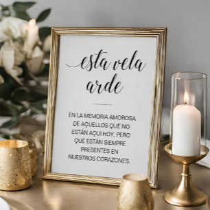 Affiche Esta Vela Arde Wedding Memorial Sign in Spanish