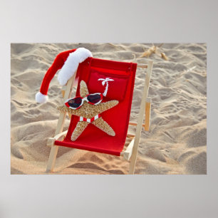 Affiche Estarfish de Noël sur la plage