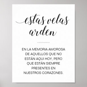 Affiche Estas Velas Arden Panneau de Mariage Commémoratif