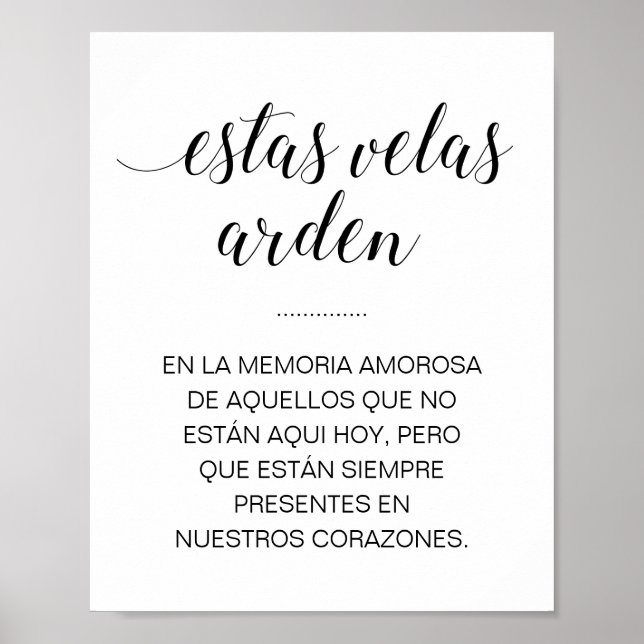 Affiche Estas Velas Arden Panneau de Mariage Commémoratif  (Devant)