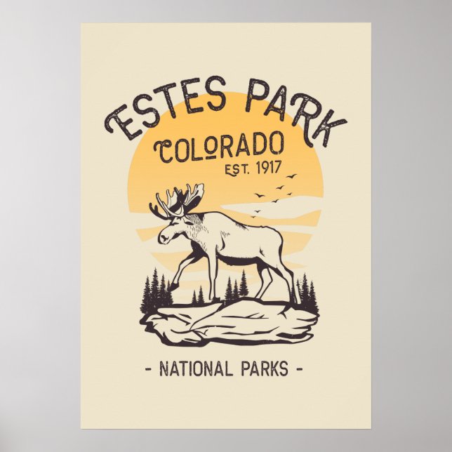 Affiche Estes Park Colorado National Park Moose Sunset  (Devant)