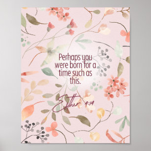 Affiche Esther 4:14 Bible chrétienne Verse Art