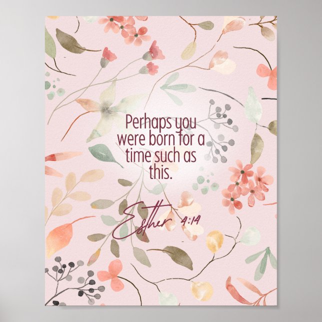 Affiche Esther 4:14 Bible chrétienne Verse Art (Devant)