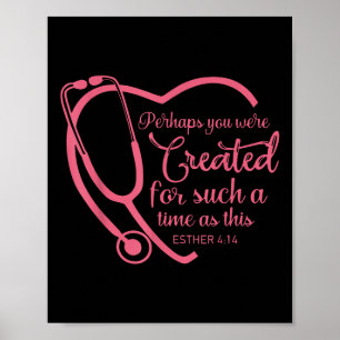 Affiche Esther 4-14 Infirmière Stethoscope Bible Christian