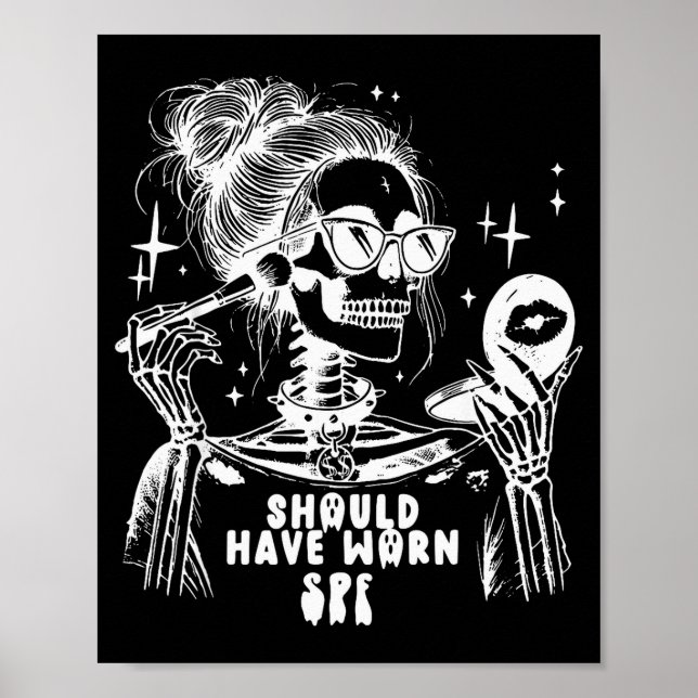 Affiche Esthéticienne de soins de peau d'Halloween squelet (Devant)