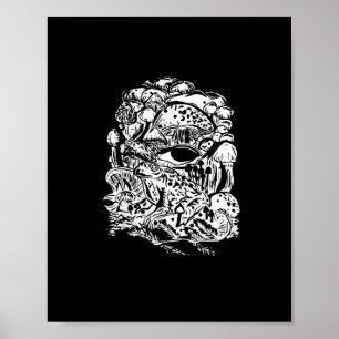 Affiche esthétique Cottagecore Grenouille Champignon Gobli
