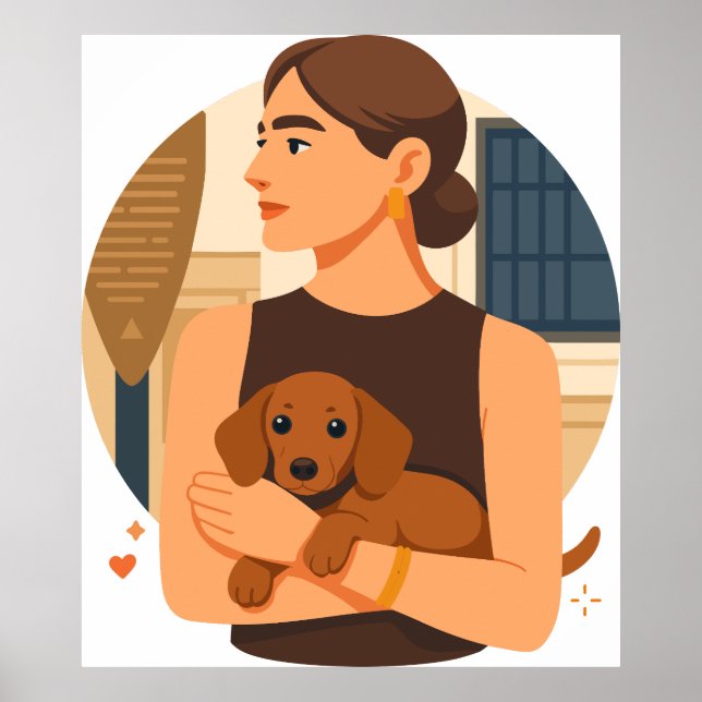 Affiche Esthétique moderne de maman de chien avec un chiot (Devant)