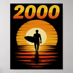 Affiche esthétique rétro surf 2000 coucher de soleil vinta