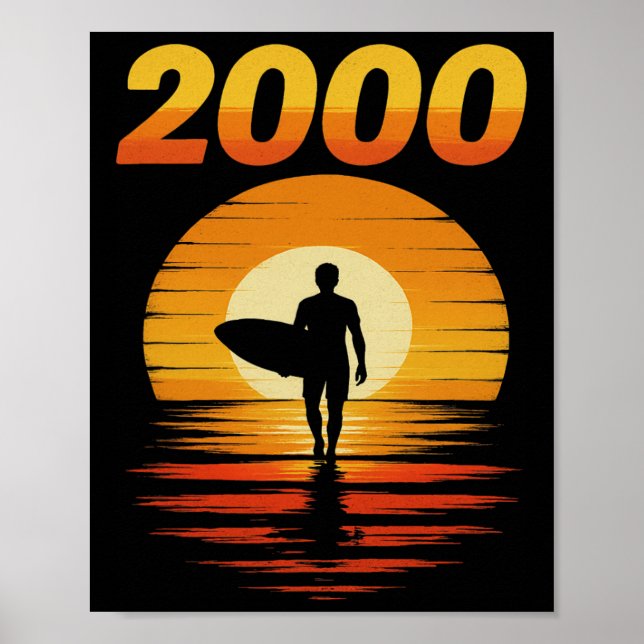 Affiche esthétique rétro surf 2000 coucher de soleil vinta (Devant)