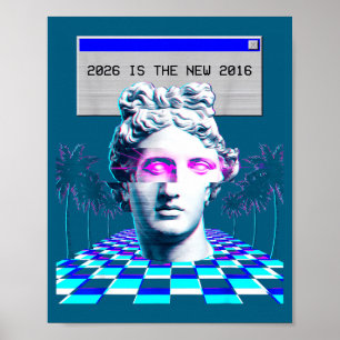 Affiche Esthétique Statue Glitch Vaporwave 2016