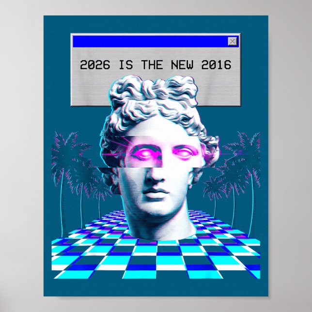 Affiche Esthétique Statue Glitch Vaporwave 2016 (Devant)