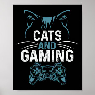 Affiche Et jeux mignon chat amoureux joueur vidéo jeu mign