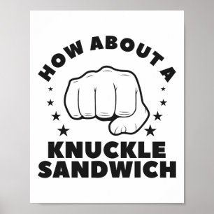 Affiche Et Une Boîte De Boxe À Sandwich Knuckle