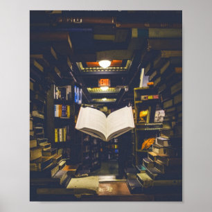 Affiche Étagères de livres de bibliothèque Livre ouvert Le