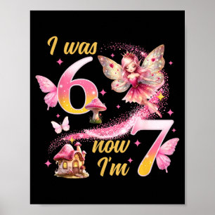 Affiche Étais 6 7 ans filles 7ème anniversaire fée princes
