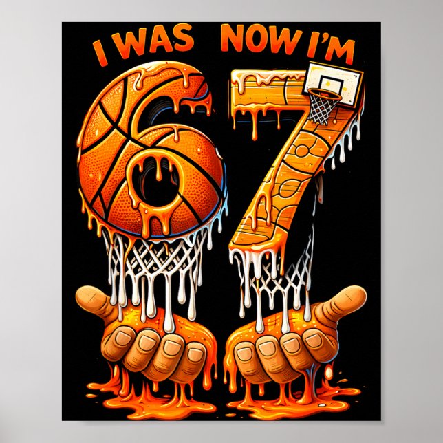 Affiche Était 6 7 anniversaire basketball 6 7 mème 7ème an (Devant)