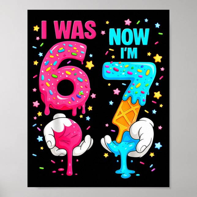 Affiche Était 6 7 Crème Glacée Qui Dégouline Anniversaire  (Devant)
