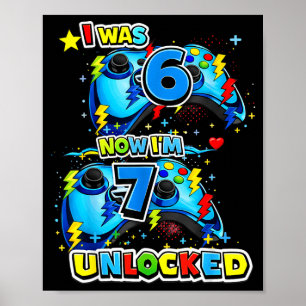 Affiche Était 6 7 débloqué jeu vidéo d'anniversaire 7 ans