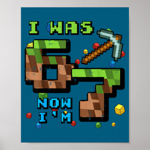Affiche Était 6 7 pixel gamer 7e anniversaire 67 garçons e