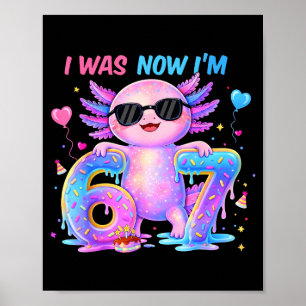 Affiche Était six sept axolotl 67 mème fille d'anniversair