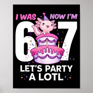 Affiche Était six sept mignon axolotl 7ème anniversaire 6