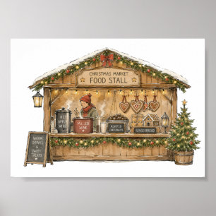 Affiche Étal De Nourriture Du Marché De Noël Pour Les Amat