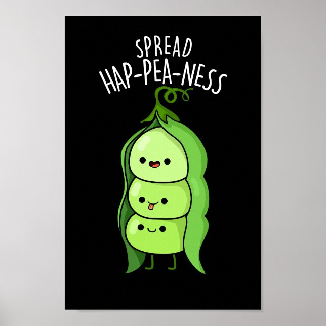 Affiche Étaler Hap-Pea-ness Funny Peas Pun Dark BG (Devant)