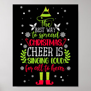Affiche Étalez la joie de Noël en chantant fort, lutin de 
