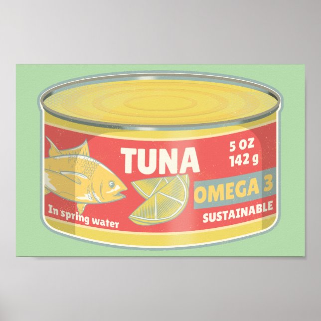 Affiche Étanche de thon en conserve de poisson rétro (Devant)