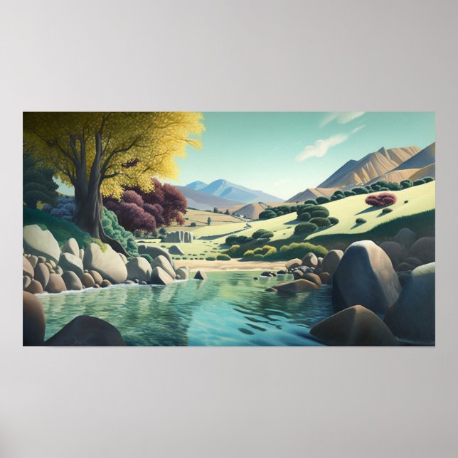 Affiche Étang dans la vallée (Devant)