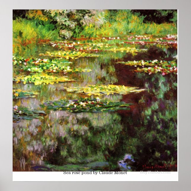 Affiche Etang de roses de mer par Claude Monet (Devant)