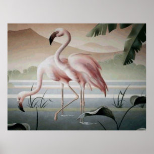 Affiche Étang rose de montagne de Flamant rose