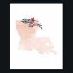 Affiche État de l'aquarelle florale de Louisiane<br><div class="desc">État de l'aquarelle florale de Louisiane</div>