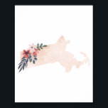 Affiche État de l'aquarelle florale du Massachusetts<br><div class="desc">État de l'aquarelle florale du Massachusetts</div>