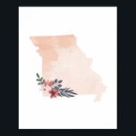 Affiche État de l'aquarelle florale du Missouri<br><div class="desc">État de l'aquarelle florale du Missouri</div>
