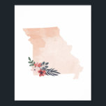 Affiche État de l'aquarelle florale du Missouri<br><div class="desc">État de l'aquarelle florale du Missouri</div>