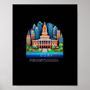 Affiche État De Pennsylvanie En Sticker Usa1