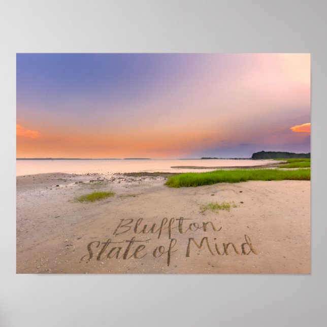 Affiche État d'esprit de Bluffton Écrit dans le sable Plag (Devant)