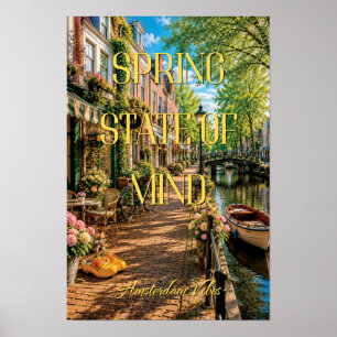 Affiche État d'esprit Printanier Amsterdam Café sur Canal