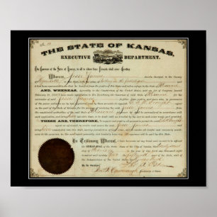 Affiche État du Kansas 1875 Ordre d'extradition de Jesse J